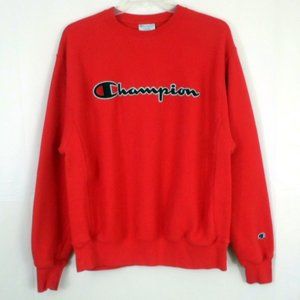 Vintage Champion Reverse Weave Script Spellout L Red Sweatshirt